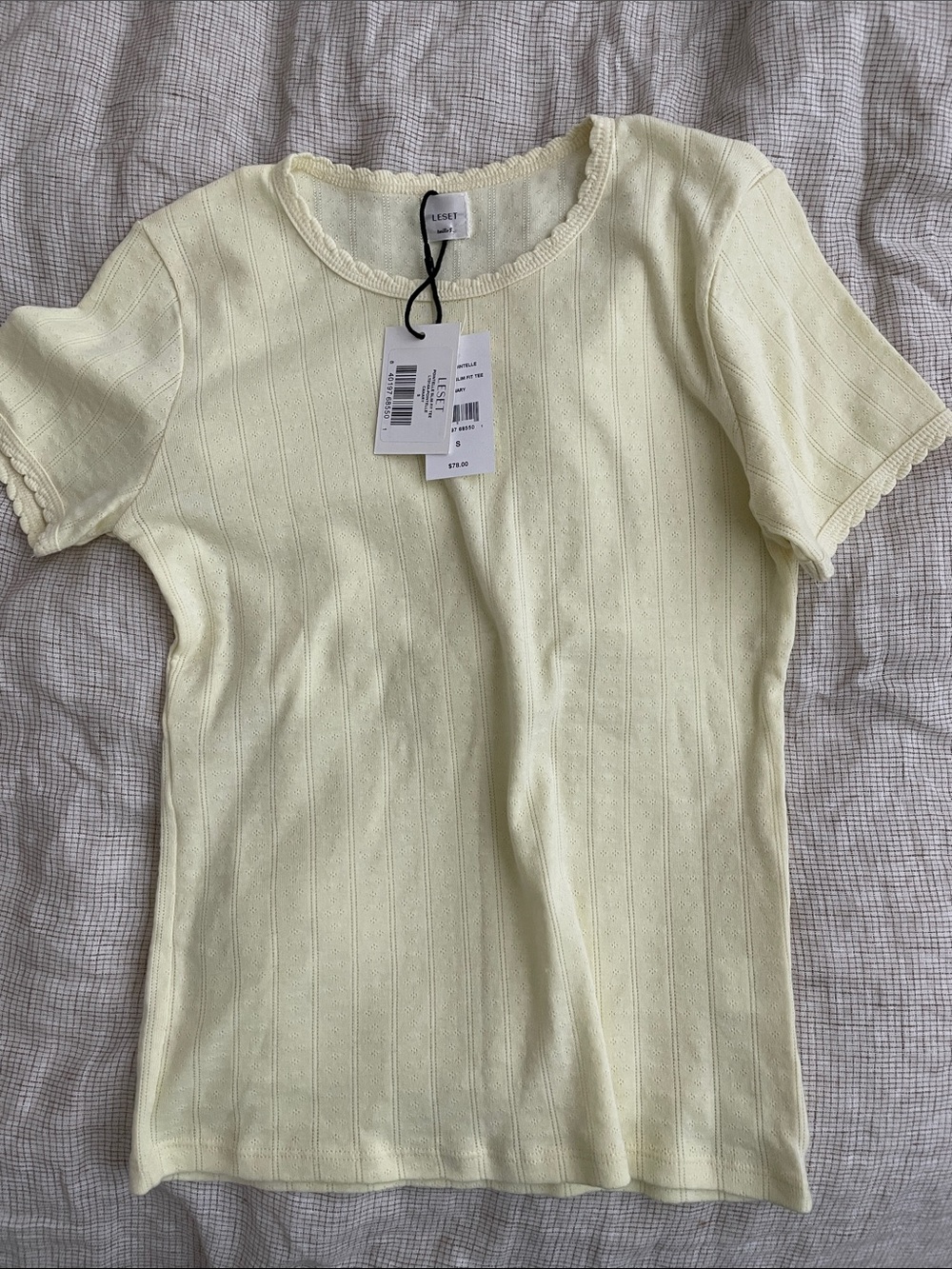 pointelle crewneck tee canary small butter yellow